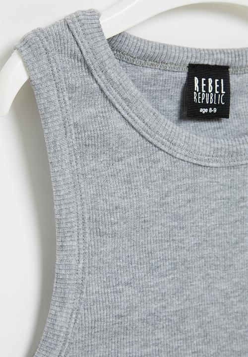 Rebel Republic - Girls Ribbed tank -grey