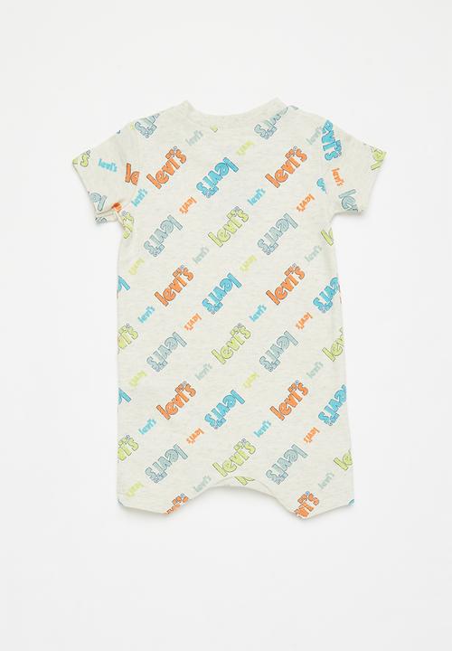 Levi’s® - Lvb doodle logo 2 pack romper - oat milk heather
