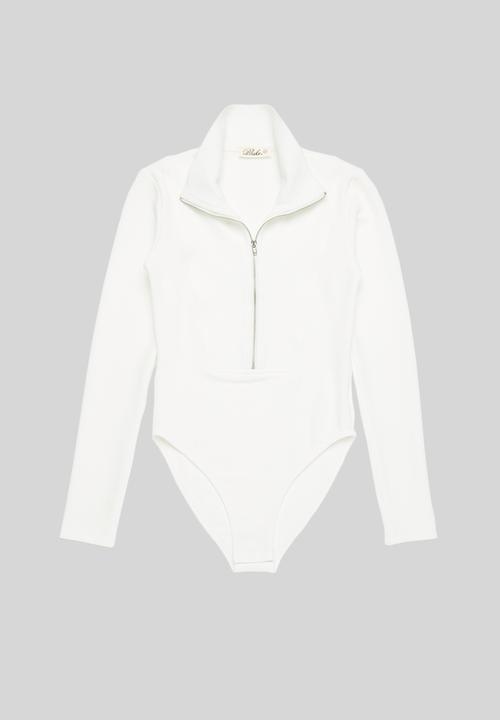 Blake - Zip collared bodysuit - ivory 