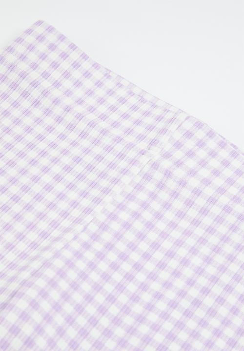 Cotton On - Girls multipack bike shorts 2 pack - pale violet / lilac drop gingham