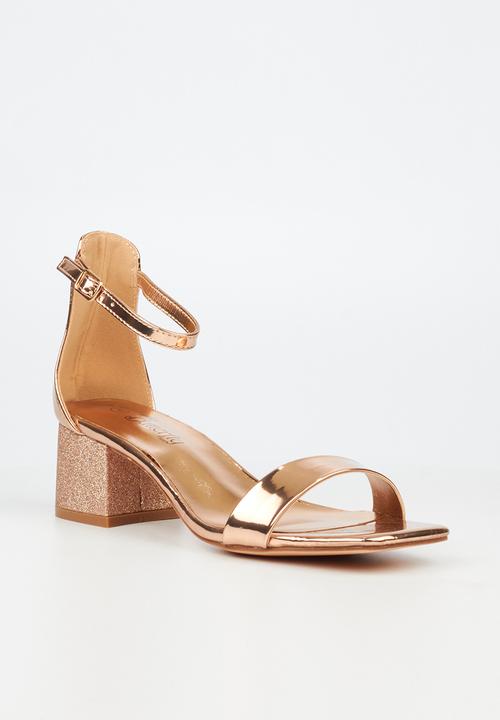 Butterfly Feet - Shimmer 1 block heel - rose gold