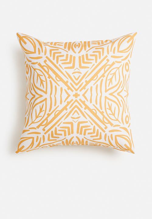 Fabric Bank  - Line work cushion cover - yellow
