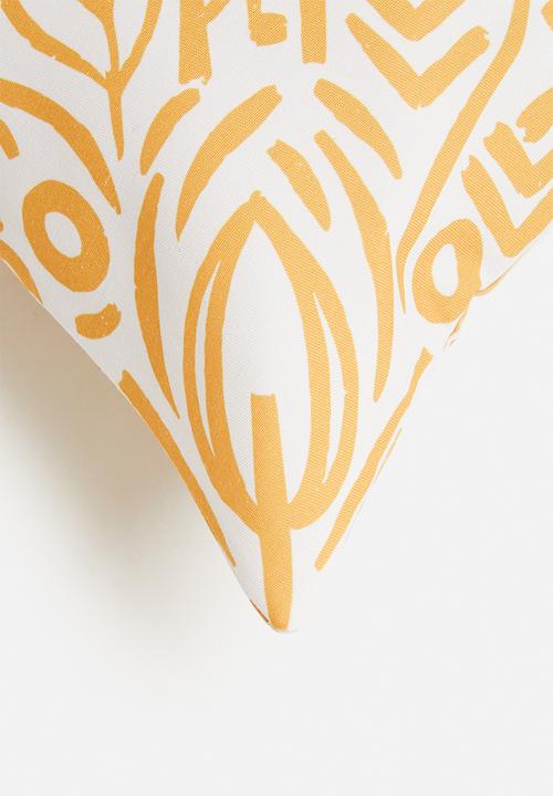 Fabric Bank  - Line work cushion cover - yellow
