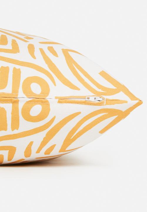 Fabric Bank  - Line work cushion cover - yellow