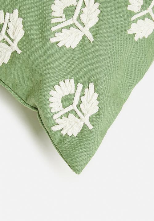 Sixth Floor - Shuri embroidered cushion cover- green