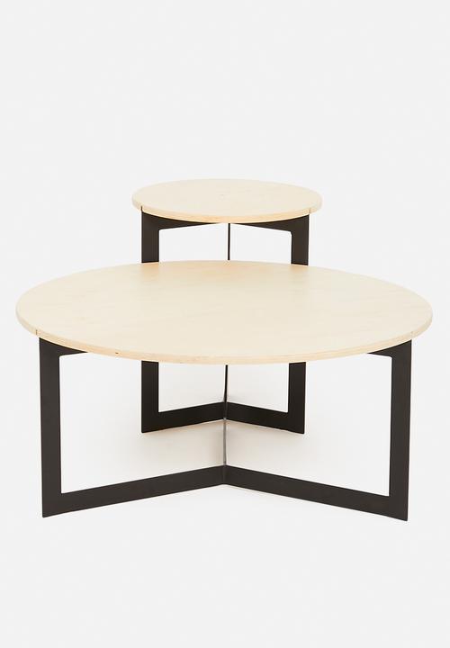 Native Decor - Round nested side tables - black