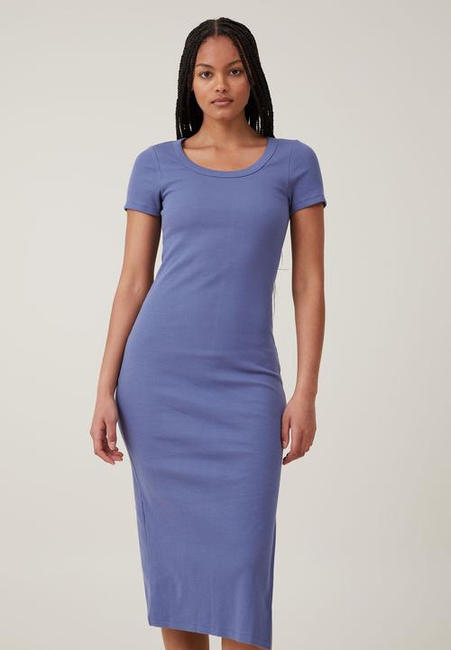 Cotton On - Rib short sleeve midi dress - marine blue