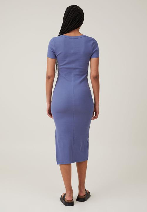 Cotton On - Rib short sleeve midi dress - marine blue