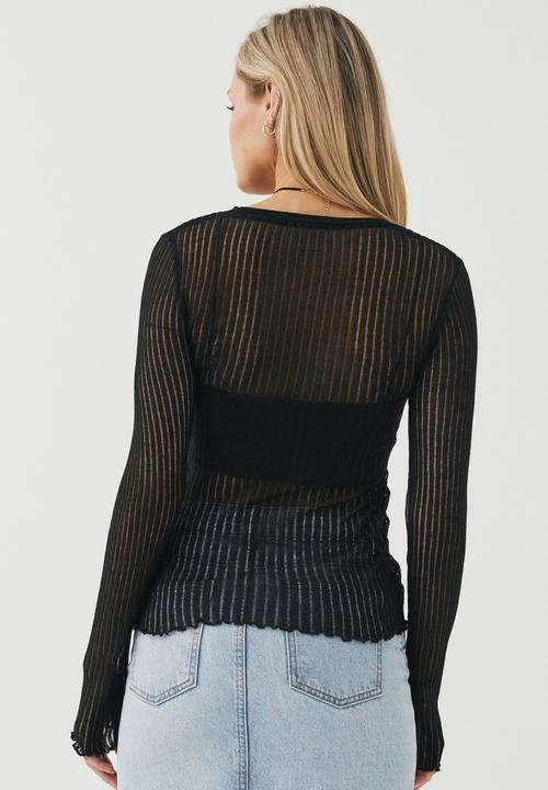 Supré  - Mila open knit top - black