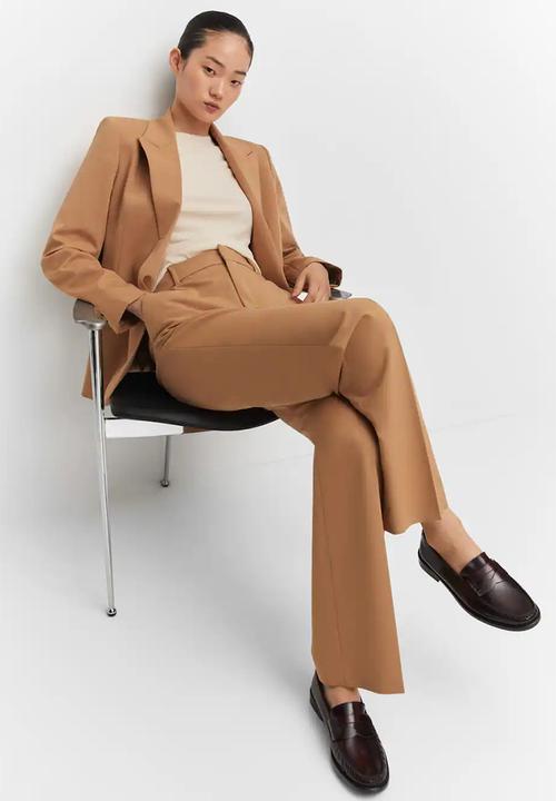 MANGO - Trousers greta - medium brown