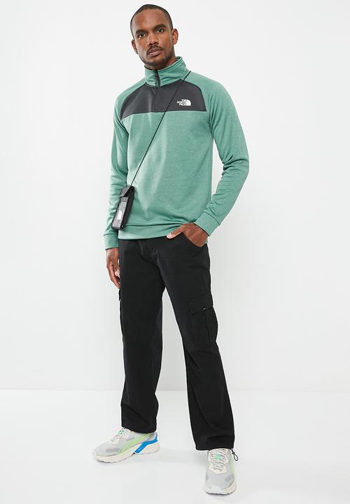 The North Face - M reaxion 1/4 zip fleece - e1 dark sage heather - asphalt grey 