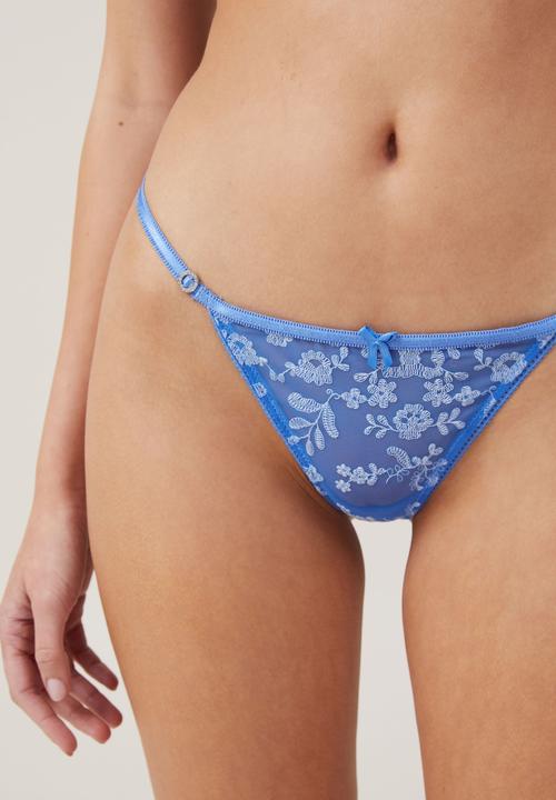 Cotton On - Aurora lace tanga g string - marina blue/clear sky