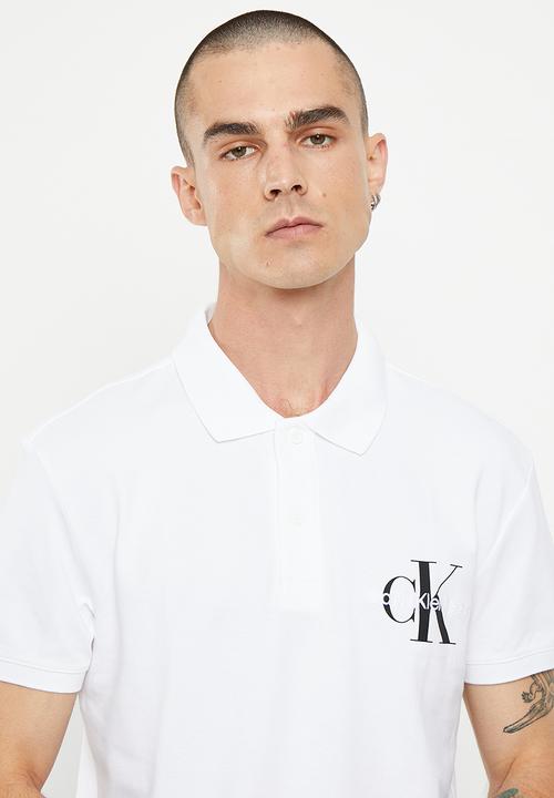 Calvin Klein - Seasonal mono logo polo - bright white