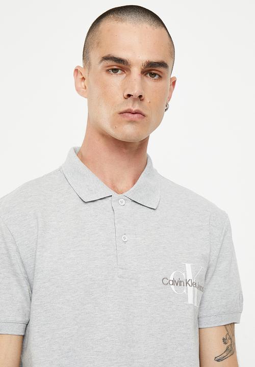 Calvin Klein - Seasonal mono logo polo - light grey heather