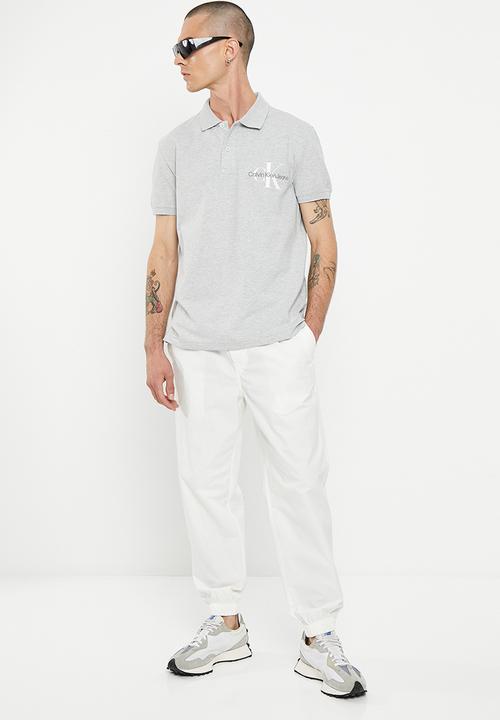 Calvin Klein - Seasonal mono logo polo - light grey heather
