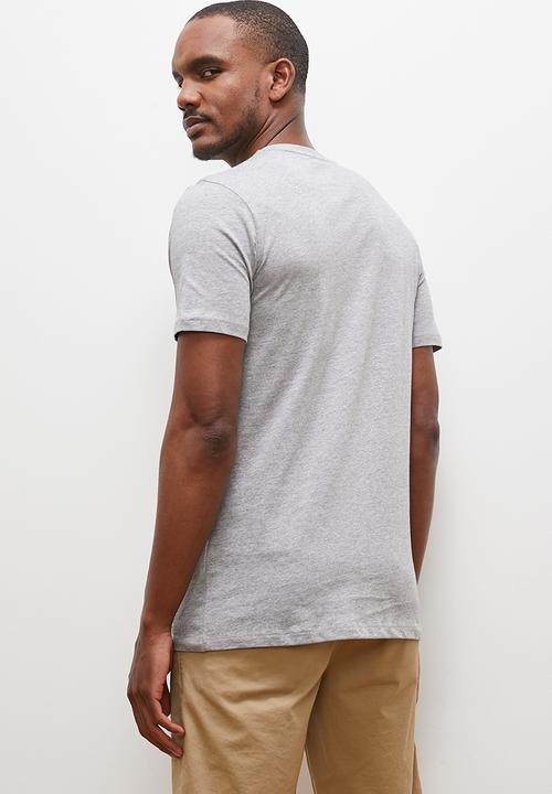 Lark & Crosse - Regular fit emb/hd print logo graphic tees - grey melange