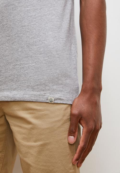Lark & Crosse - Regular fit emb/hd print logo graphic tees - grey melange