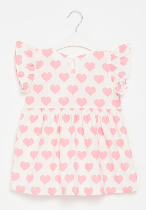 Pop Candy - Frilled sleeve dress - pink and white