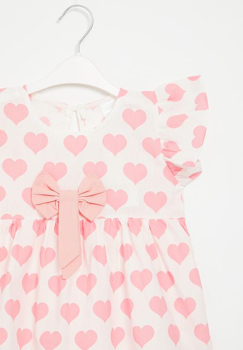 Pop Candy - Frilled sleeve dress - pink and white