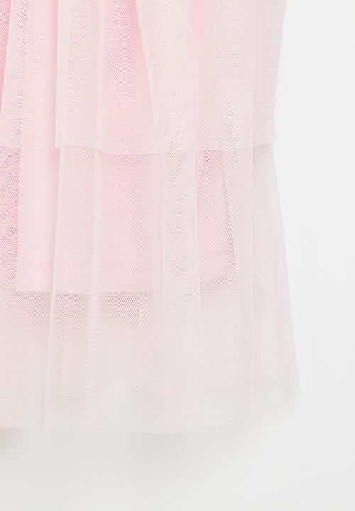 Superbalist - Velour dress with tiered mesh skirt - pink