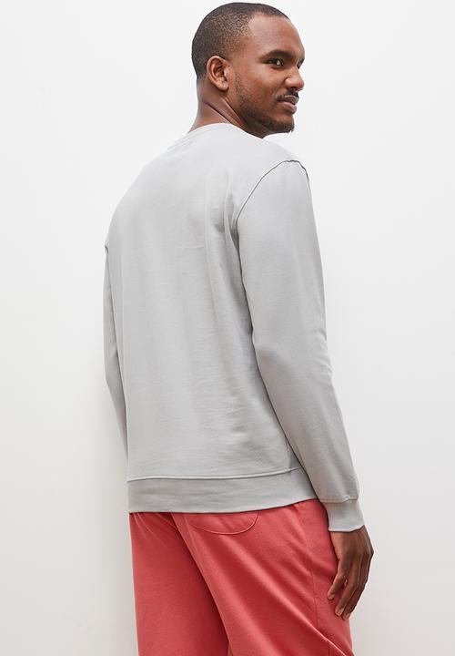 Lark & Crosse - Basic crew neck pullover sueded sweat top - grey