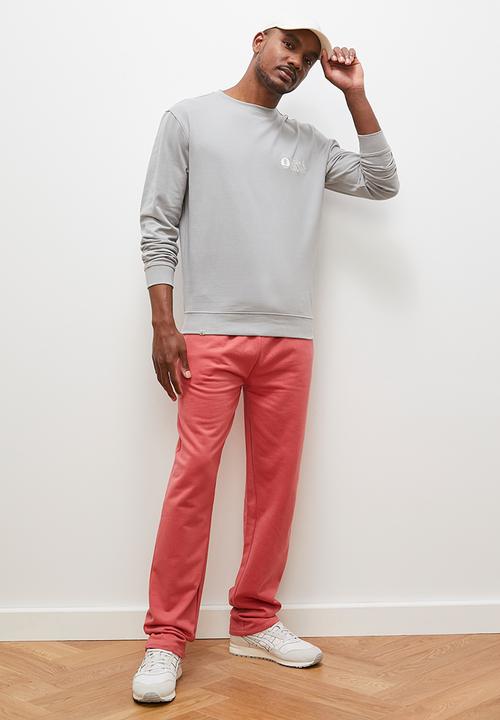 Lark & Crosse - Basic crew neck pullover sueded sweat top - grey