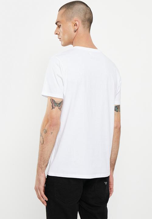 GUESS - Short sleeve pima emb logo crew - pure white