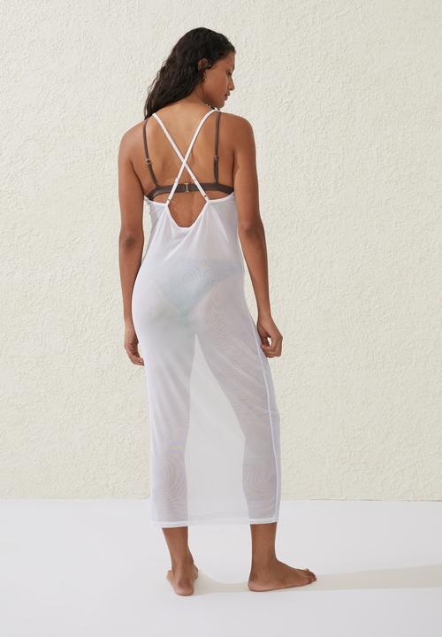 Cotton On - Mesh strappy beach dress - white