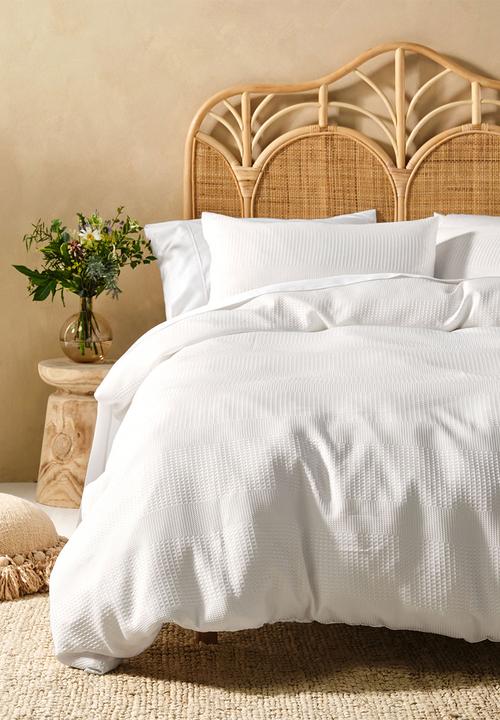 Linen House - Derry waffle duvet cover set - white