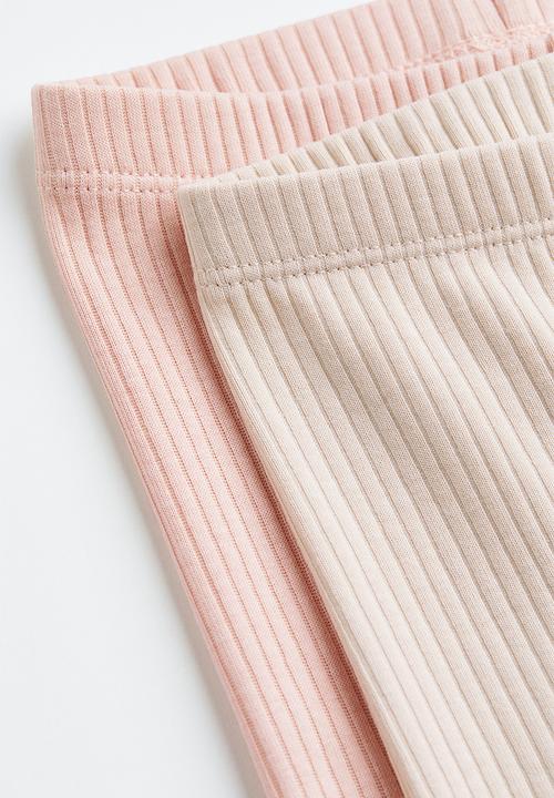H&M - 2-Pack leggings - light pink/powder pink