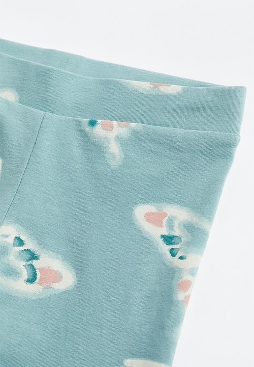 H&M - Leggings - light turquoise / butterflies 