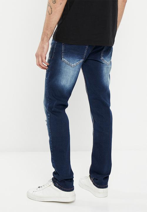 Ben Sherman - Rip & repair denim jeans - mid blue