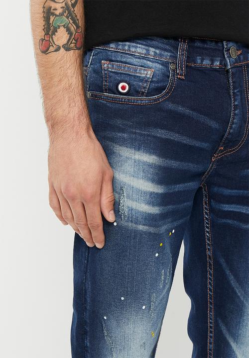 Ben Sherman - Rip & repair denim jeans - mid blue