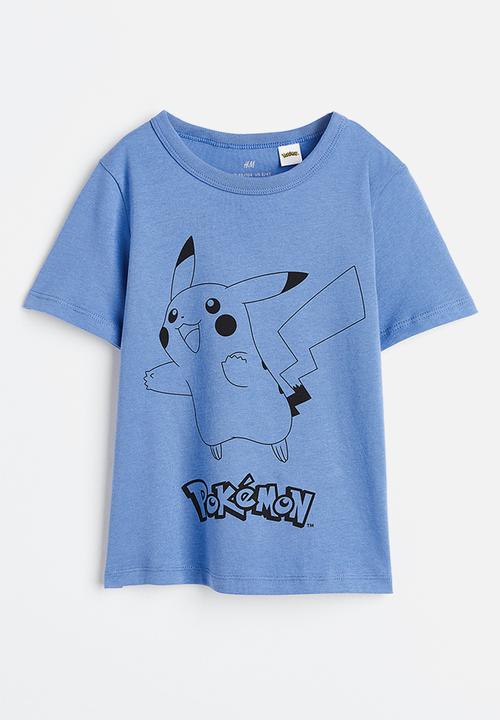 H&M - Printed cotton T-shirt - blue/pokémon 