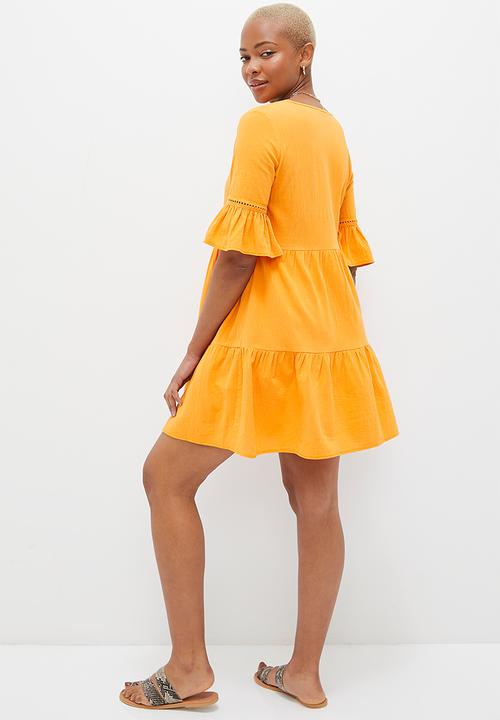 MILLA - Trim inset mini dress with ruffle sleeve - mango