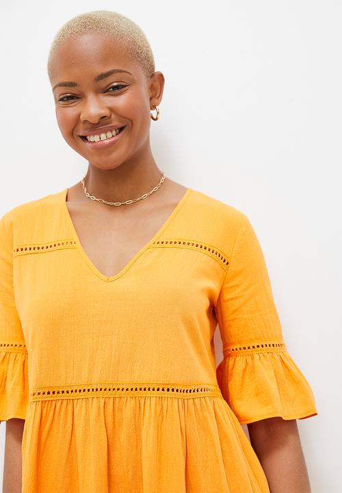 MILLA - Trim inset mini dress with ruffle sleeve - mango