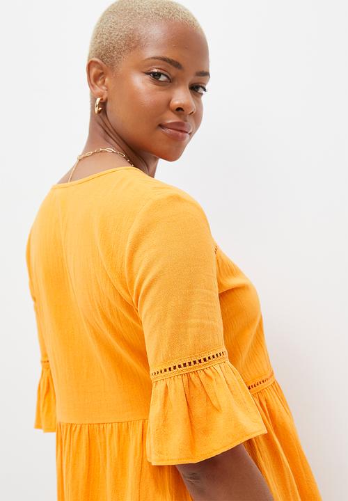 MILLA - Trim inset mini dress with ruffle sleeve - mango
