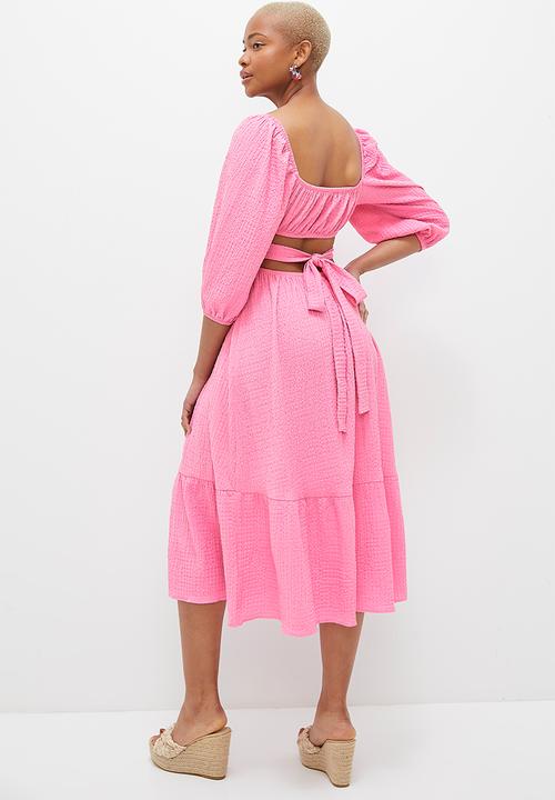 MILLA - Cutout detail square neck midi dress - pink