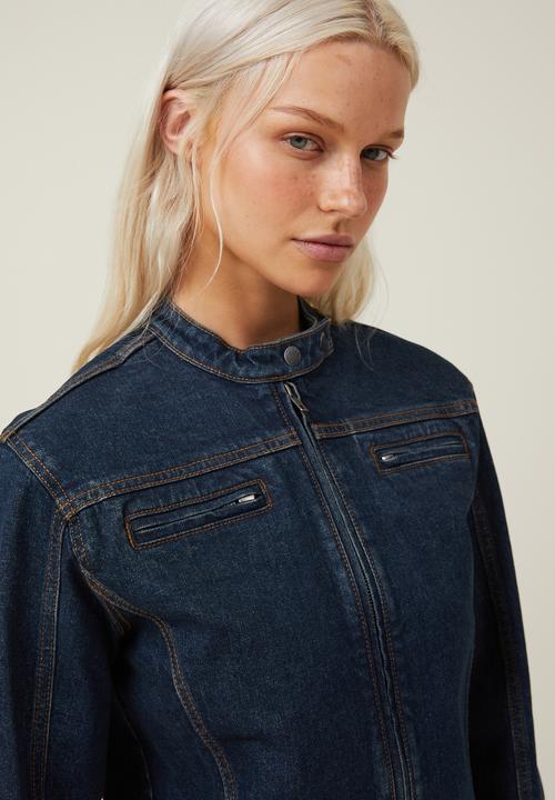 Cotton On - Denim moto jacket - mistic blue