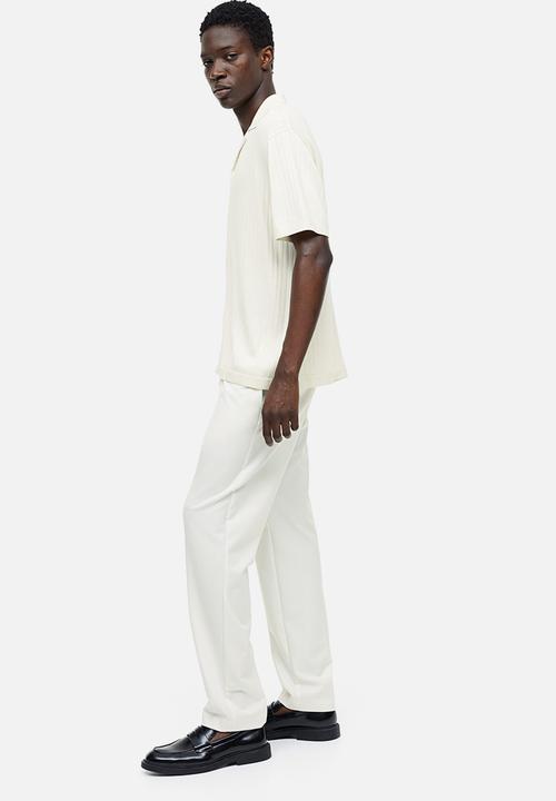 H&M - Regular fit rib-knit resort shirt - white