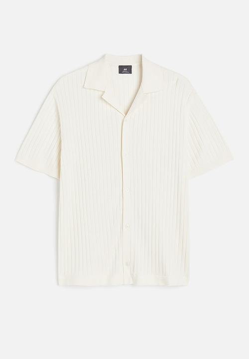 H&M - Regular fit rib-knit resort shirt - white