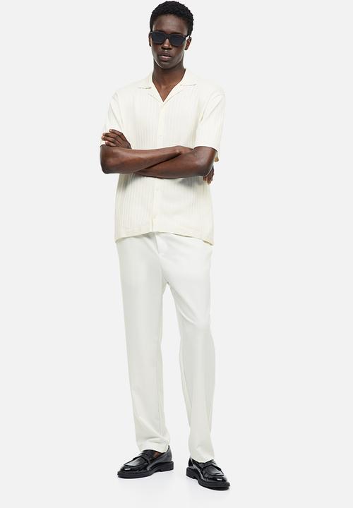 H&M - Regular fit rib-knit resort shirt - white