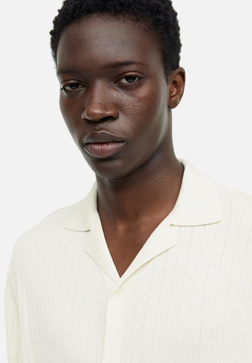 H&M - Regular fit rib-knit resort shirt - white