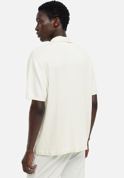 H&M - Regular fit rib-knit resort shirt - white