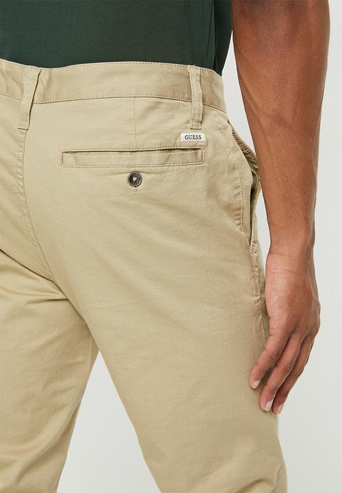 GUESS - Stretch twill slim fit chino - beige blanco