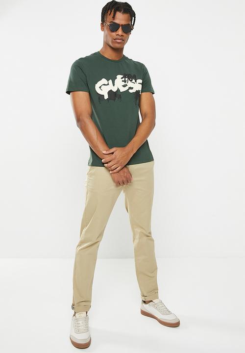 GUESS - Stretch twill slim fit chino - beige blanco