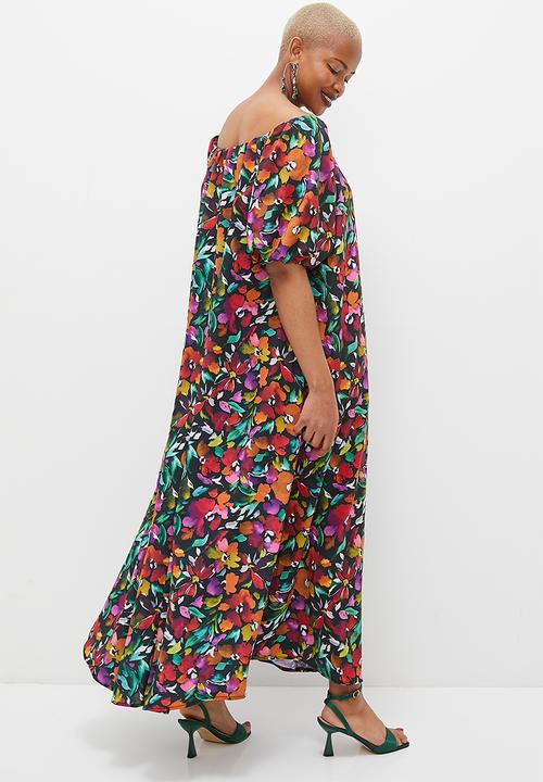 MILLA - Bardot volume maxi dress - multi