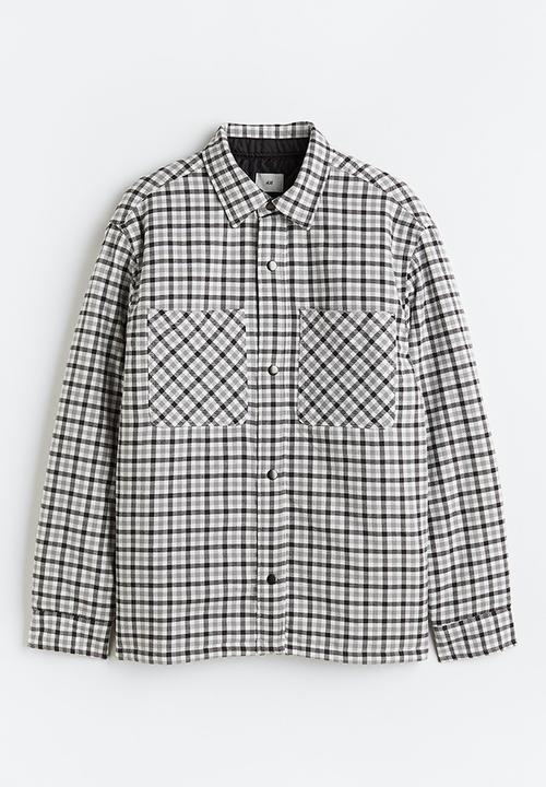 H&M - Padded overshirt - grey/white checked