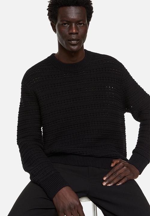 H&M - Regular fit textured-knit jumper - black