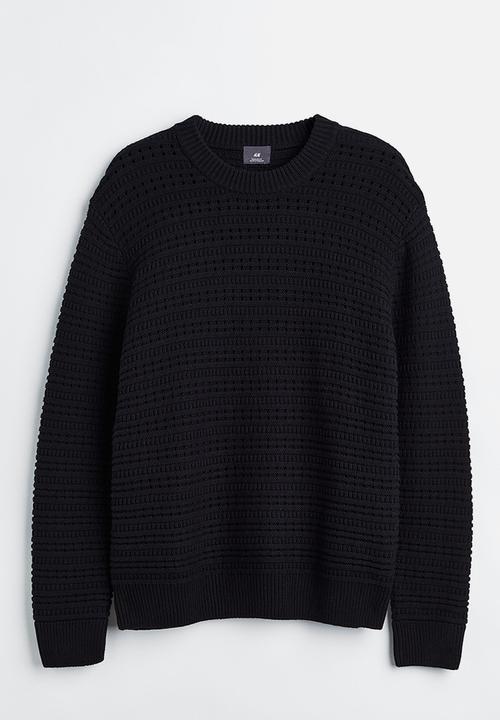 H&M - Regular fit textured-knit jumper - black